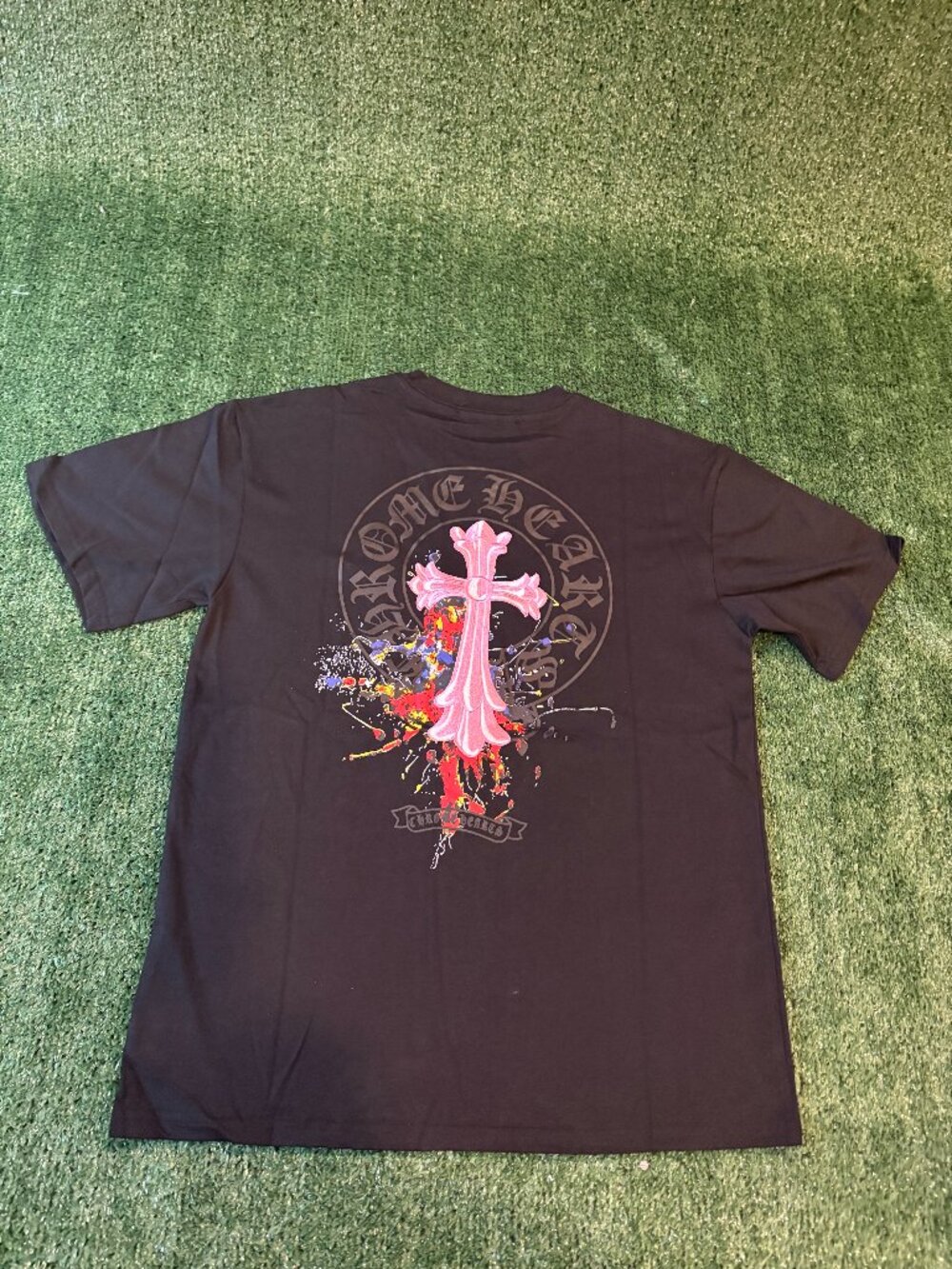 Chrome Hearts Black Paint Splash Cross T-Shirt NWT
